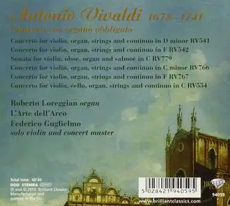 Roberto Loreggian, L'Arte dell'Arco, Federico Guglielmo - Vivaldi: Concerti con organo obbligato (2010)