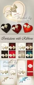 Elegant Invitations with Ribbons Vector