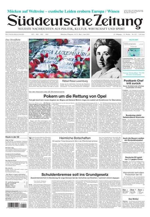 Sueddeutsche Zeitung vom 30.05.2009