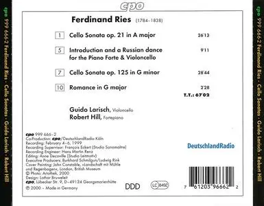 Guido Larisch, Robert Hill - Ferdinand Ries: Cello Sonatas (2000)