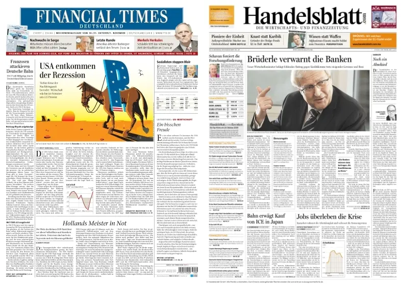 FinancialTimes Deutschland  & Handelsblatt vom 30.10.2009