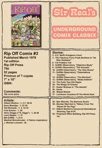 Rip Off Comix 003 1978 1st Edition Sir Real