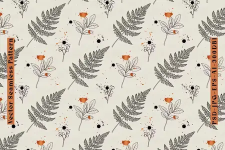 EE - Seamless Noir Botanic Watercolor Paper Pattern 6V3TD9G