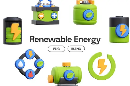 EE - Reneawble Energy 3D Icons Z8EX7VZ