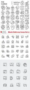 Vectors - Black Delivery Icons Set 5