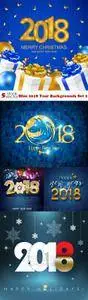 Vectors - Blue 2018 Year Backgrounds Set 2