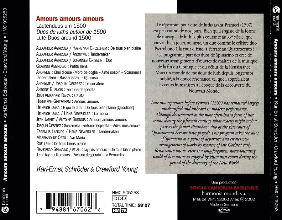 Karl-Ernst Schröder, Crawford Young - Amours Amours Amours: Lute Duos around 1500 (2002)