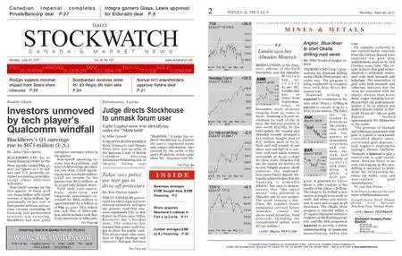 Stockwatch - Canada Daily – June 26, 2017