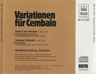 Waldemar Döling - Variationen für Cembalo / Variations for harpsichord [MDG L 3074] {1985}