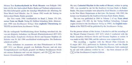 Karlheinz Stockhausen - Text-CD 12 - Kadenzrhythmik im Werk Mozarts 1961 (2007) {2CD Set Stockhausen-Verlag}