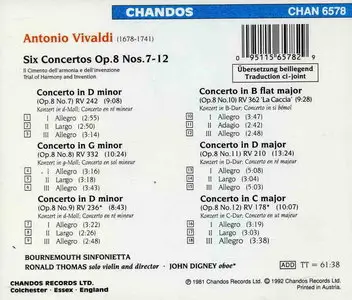 Vivaldi Six Concertos Op. 8 Nos. 7-12 - Bournemouth Sinfonietta