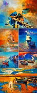 Stock Photo - Oil Painted Boats