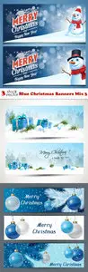 Vectors - Blue Christmas Banners Mix 3