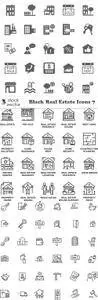 Vectors - Black Real Estate Icons 7