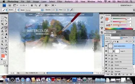 Create a Watercolor - Themed Website Design with Photoshop (Repost)