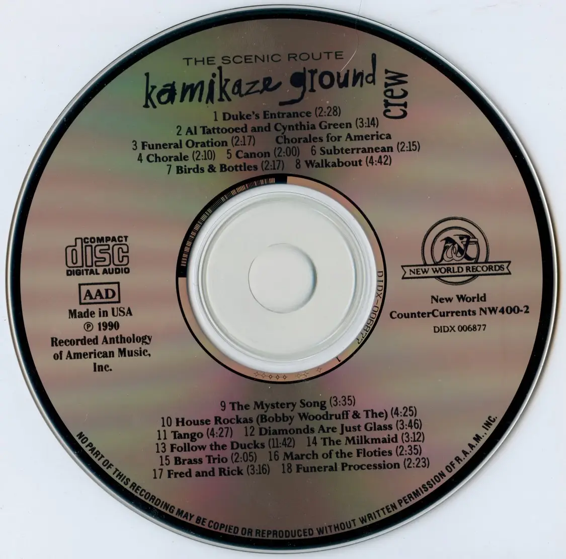 Kamikaze Ground Crew - The Scenic Route (1990) {New World-CounterCurrents NW400-2}