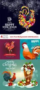 Vectors - 2017 Year Backgrounds with Rooster 5