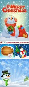 Vectors - Backgrounds with Snowman 18