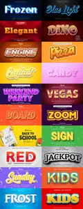 Set 3d editable text style effect vector vol 37