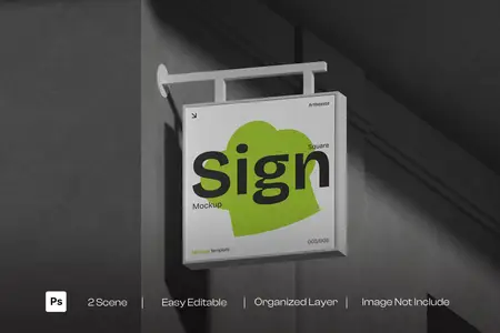 EE - Hanging Square Sign Mockup 003 4CHUQWU