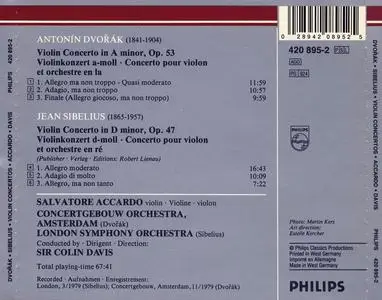 Salvatore Accardo, Colin Davis - Dvořák, Sibelius: Violin Concertos (1988)