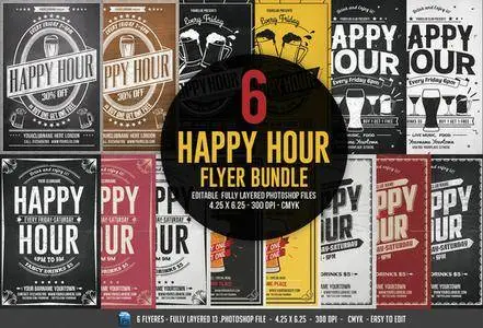 CreativeMarket - Happy Hour Flyer Bundle