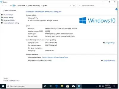 Windows 10 Pro version 1909 OEM Build 18363.657