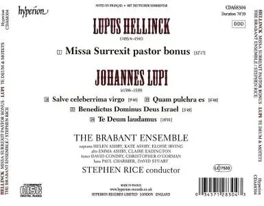 Stephen Rice, The Brabant Ensemble - Hellinck: Missa Surrexit pastor; Lupi: Te Deum & motets (2020)