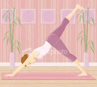 Vector Yoga-Downward Facing Dog Split Pose