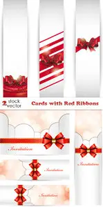 Vectors - Cards with Red Ribbons