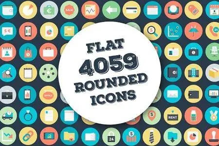 CreativeMarket - 4059 Flat Rounded Vector Icons