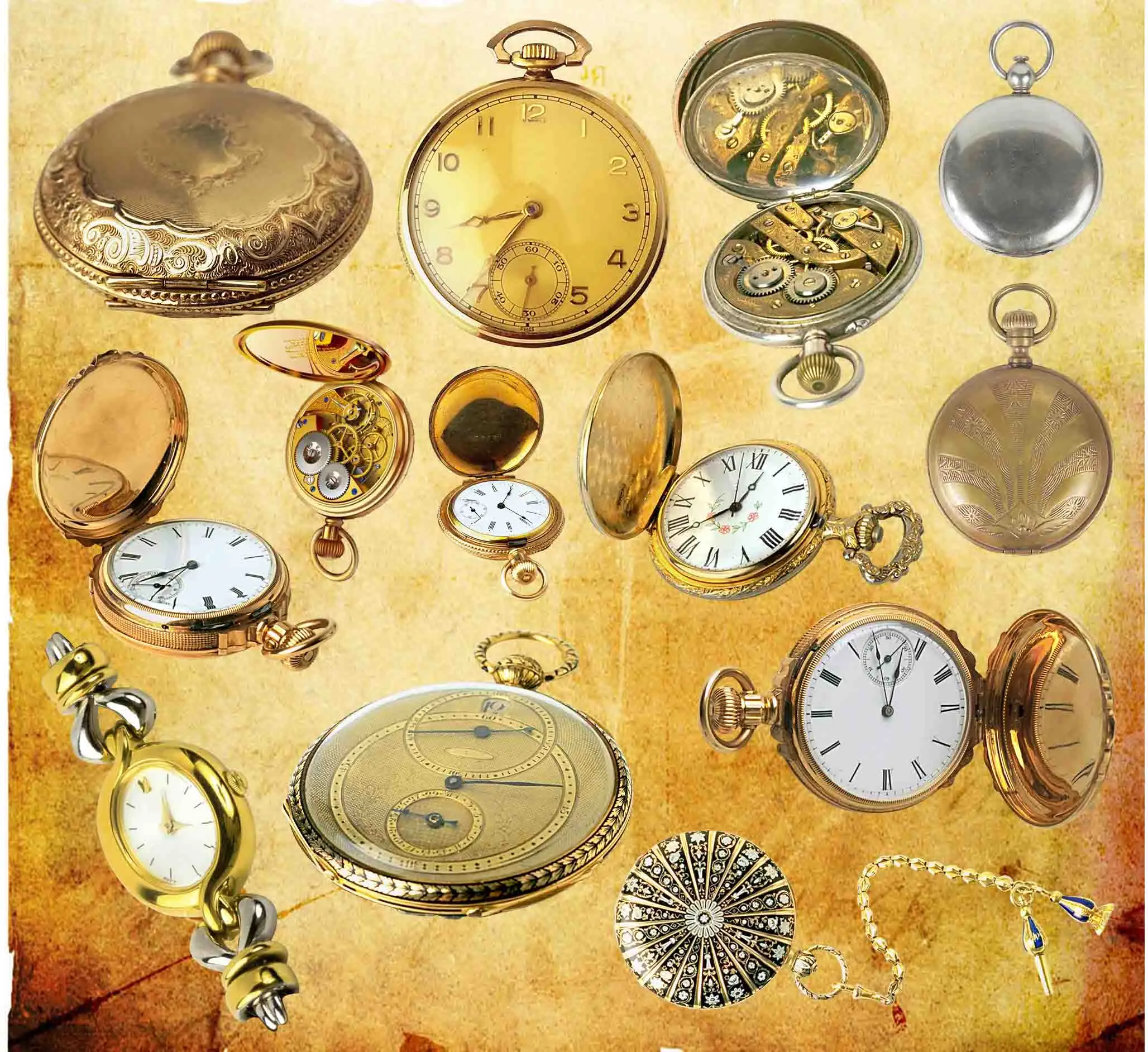 Часы со старинными монетами