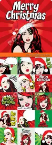 Santa girl pop art vector