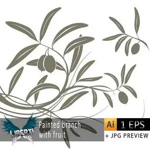 Painted branch with fruit