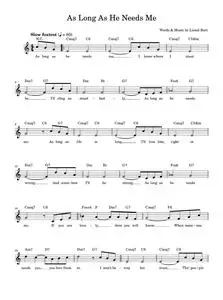 As Long As He Needs Me - Lionel Bart (Piano-Vocal-Guitar (Piano Accompaniment))