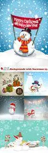 Vectors - Backgrounds with Snowman 23