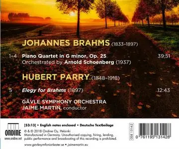 Jaime Martín, Gävle Symphony Orchestram - Brahms-Schoenberg: Piano Quartet; Parry: Elegy for Brahms (2019)