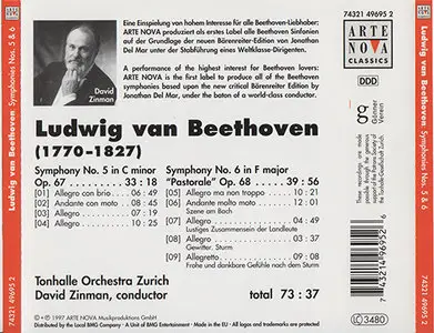 Beethoven - Zinman, TonhalleOrch. Zürich - Symphonies Nos. 5 & 6 (1997, Arte Nova # 74321 49695 2) 