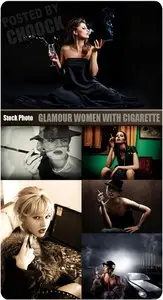 Glamour women with cigarette - Stock Photo