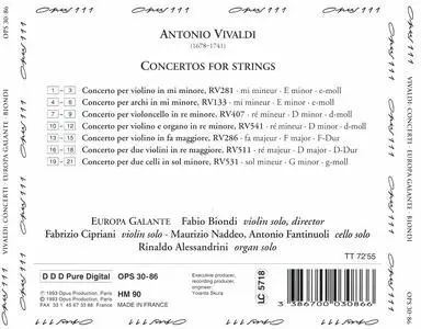 Fabio Biondi, Europa Galante - Antonio Vivaldi: String Concerti RV 133, 281, 286, 407, 511, 531, 541 (1993)