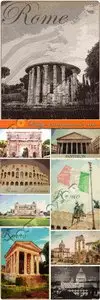 Vintage travel postcard vector