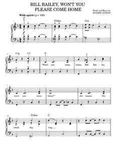 Bill Bailey, Won't You Please Come Home - Hughie Cannon (Easy Piano)