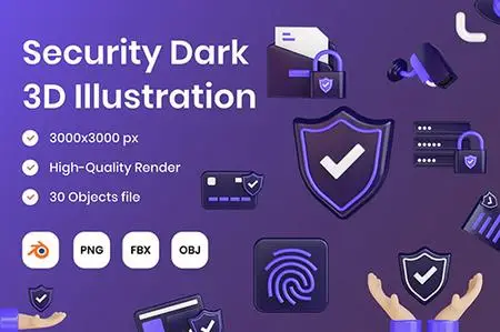 Security Dark 3D Illustration