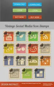 Graphics - Web Buttons and Vintage Social Media