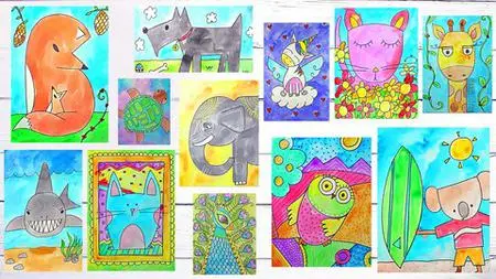 Art For Kids & Beginners: Draw & Watercolor Paint 12 Animals