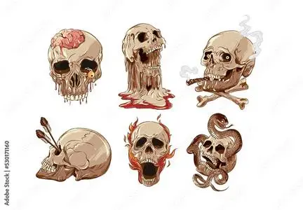 Skull Illustrations with Scary Horror Style 530171160