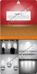 Empty room and gallery  wall with lights vector