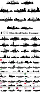 Vectors - Silhouettes of Skyline Cityscapes 9