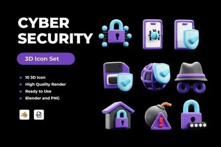 Cyber Security 3D Icon PKMGW5G