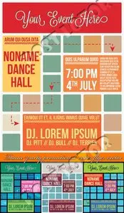 Dance party promotional cubes flyer vector